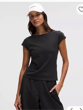lululemon athletica Black Cap-Sleeve Crewneck Tee